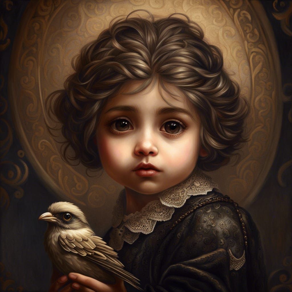 Chibi Sparrow Portrait in Film Noir Style