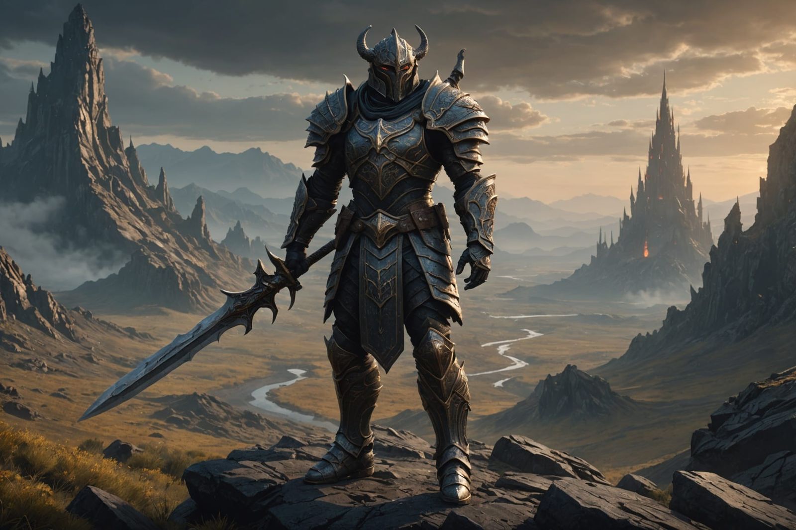 Dremora Warrior in Oblivion: Epic Fantasy Concept Art