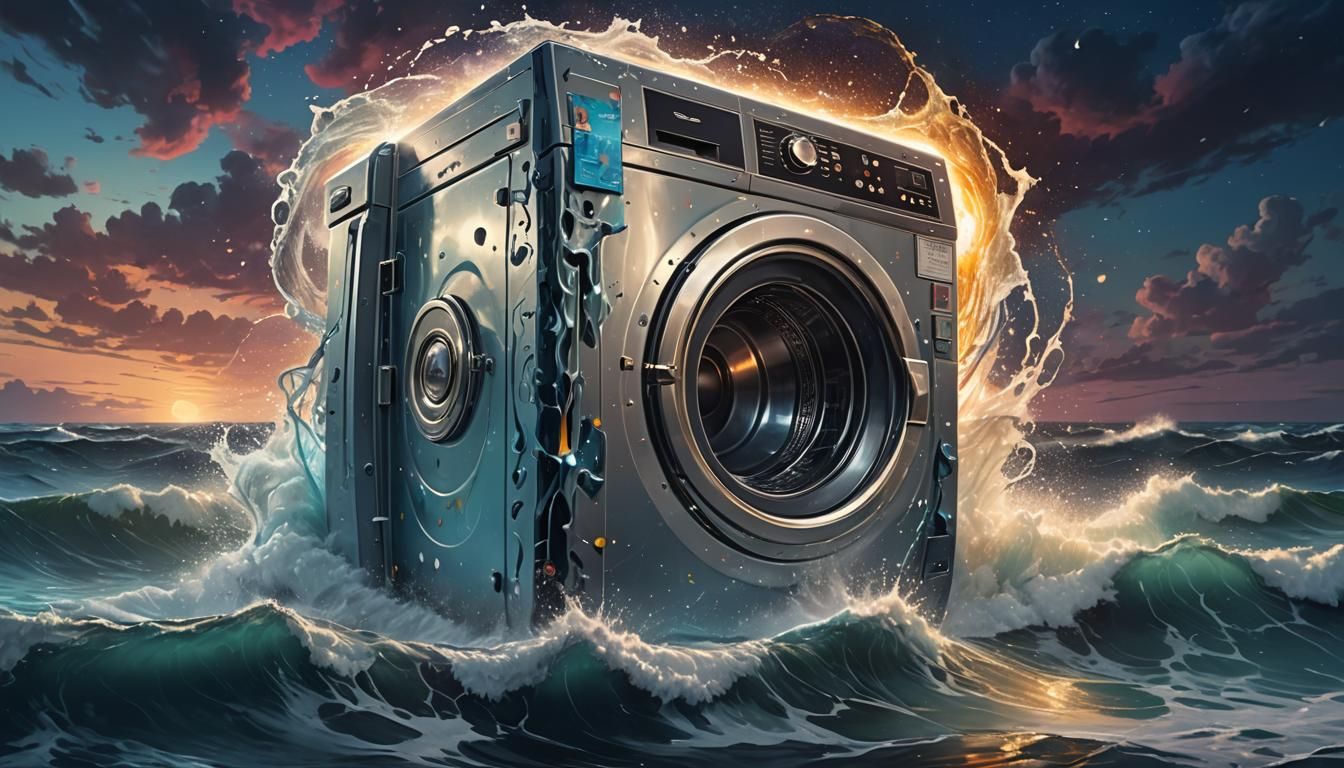 Giant Washing Machine in Ocean Hurricane: Splash Art