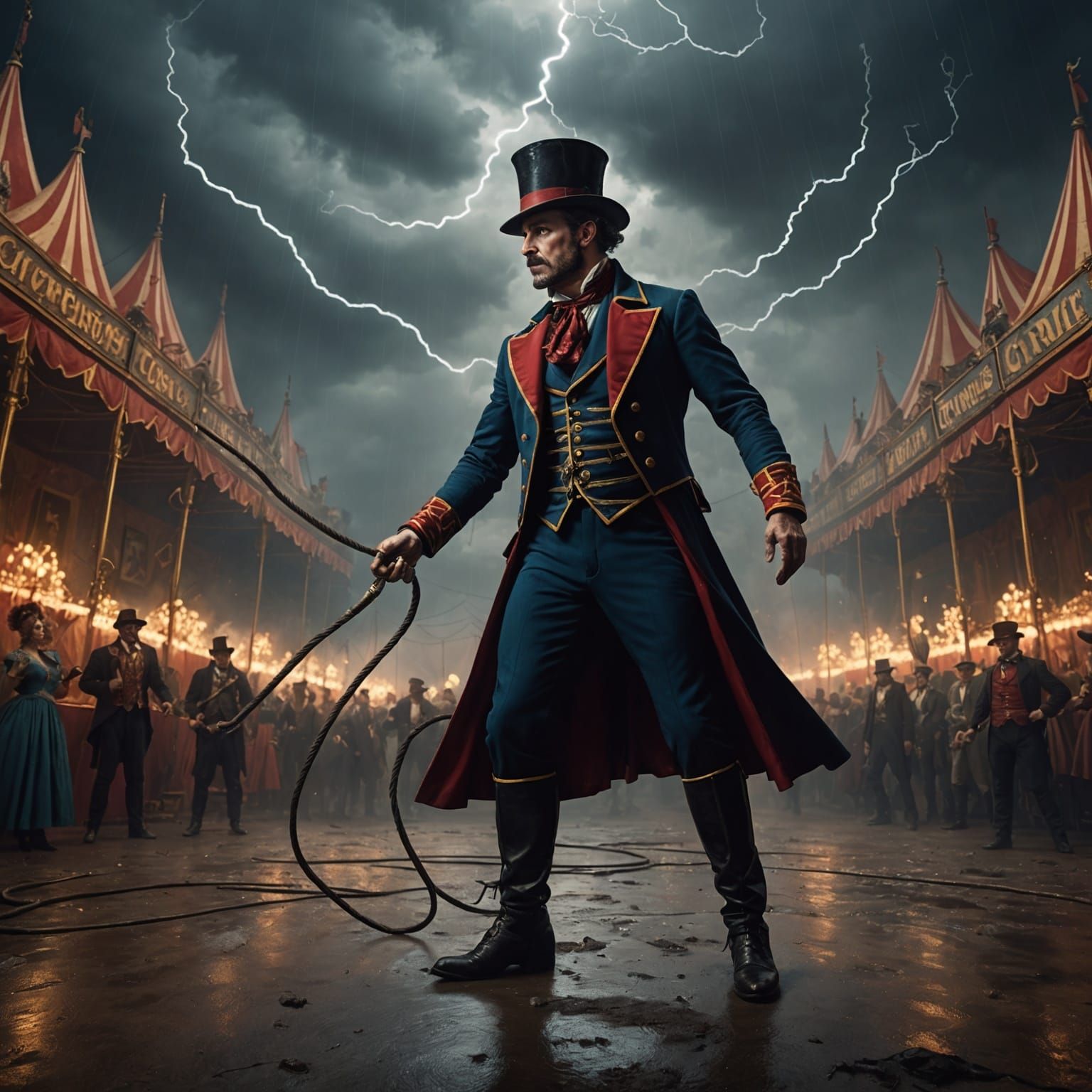 Circus Storm Tamer Directs Tornadoes: Digital Art