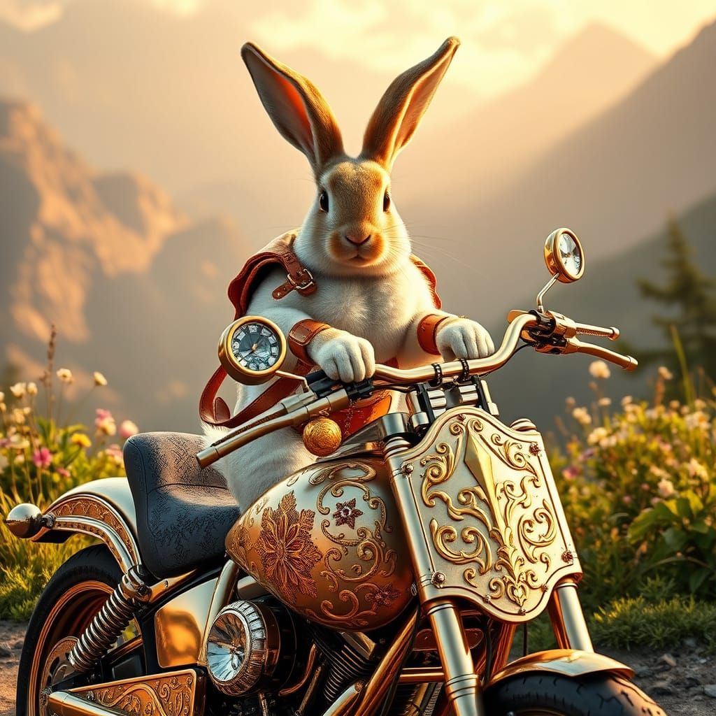 Easter Bunny on a first Spring Trip on a Harley Davidson @Andrearosalife