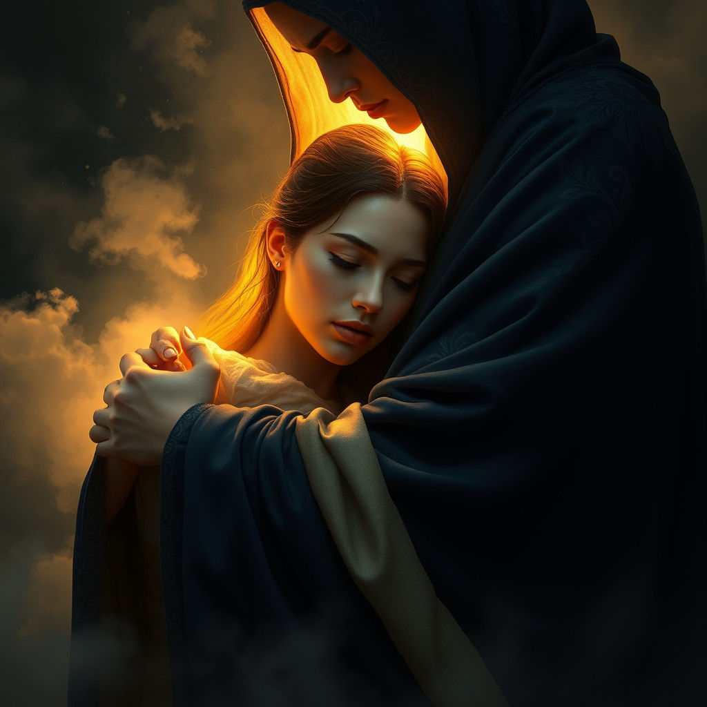 Finding Solace: Ethereal Embrace in Dreamscape