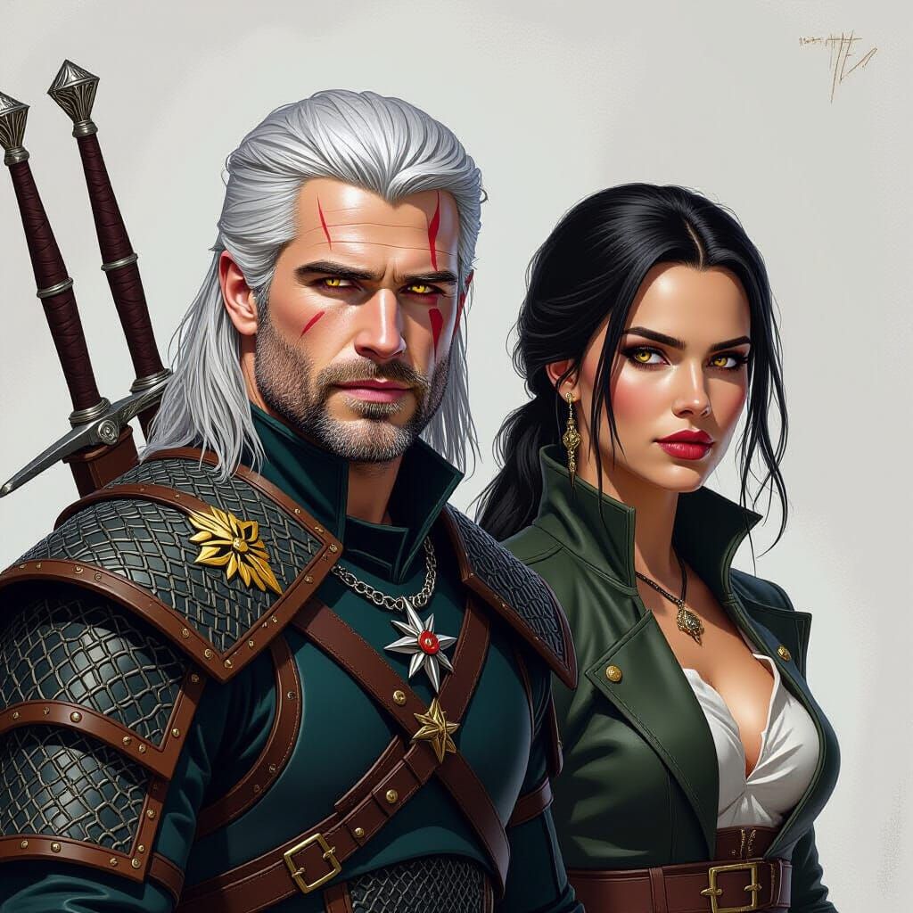 Geralt and Yennefer: Dark Fantasy Digital Art