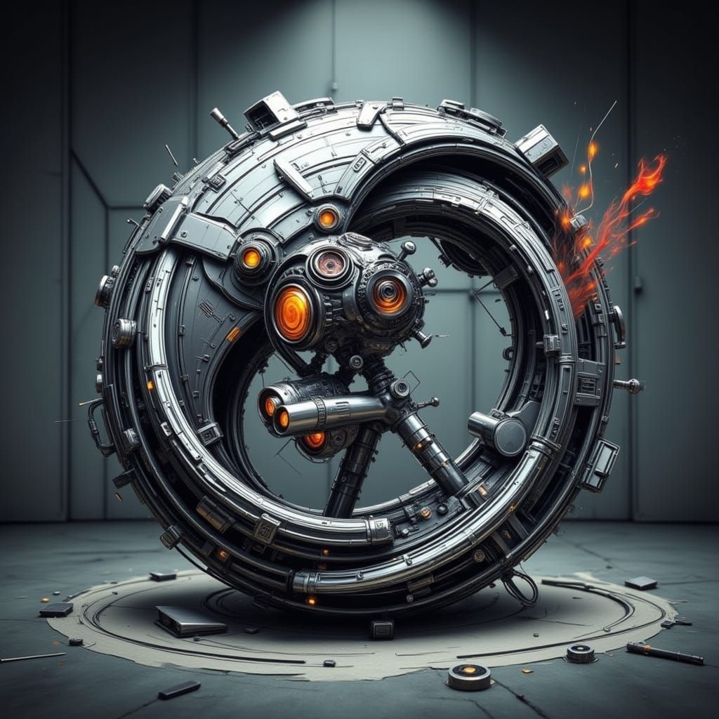 Futuristic Steel Watch in Spotlight