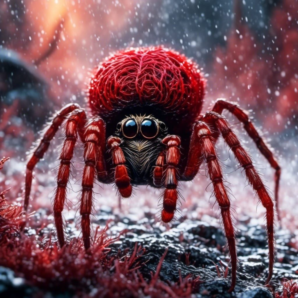 Giant Spider in Natural Habitat Watercolor Style