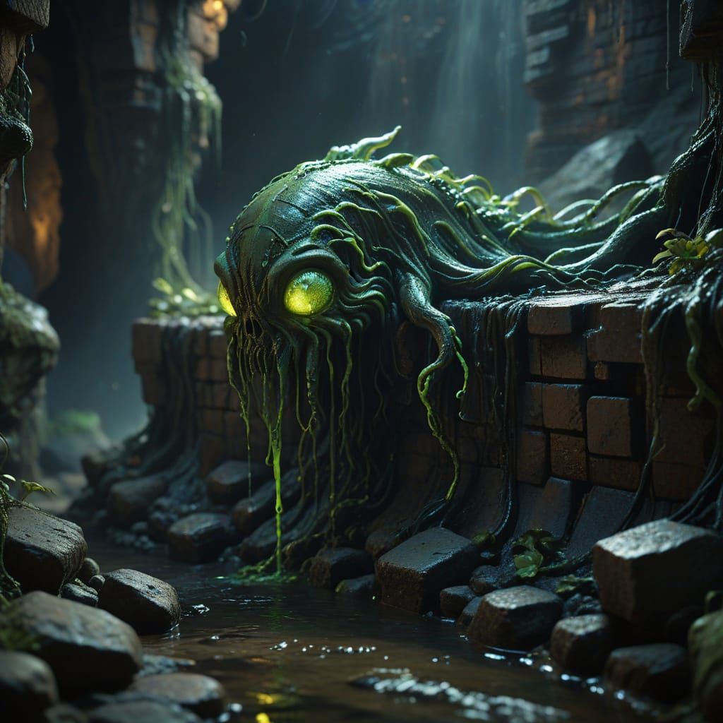 Eerie Slime Creature in Dark Fantasy Style