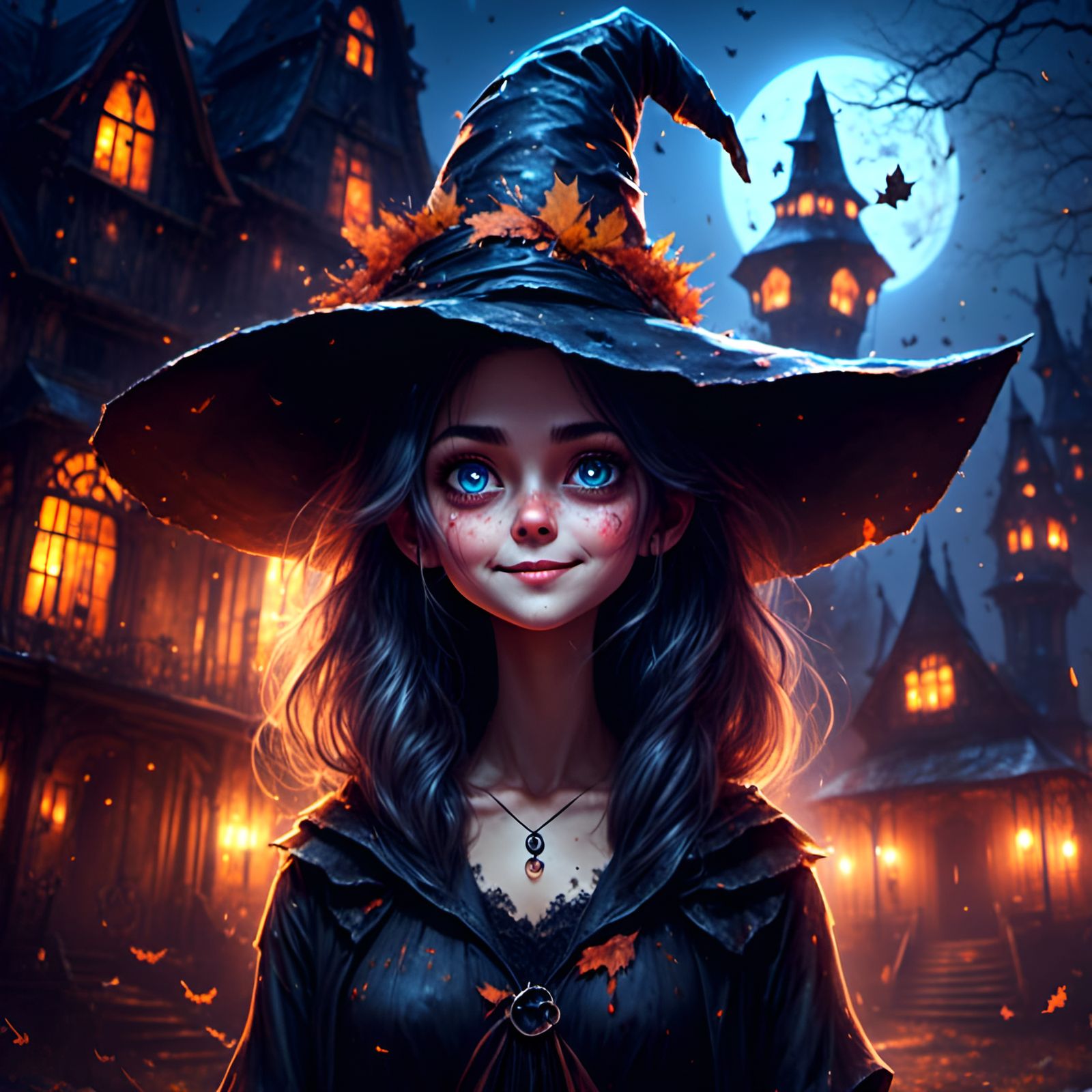 Halloween Witch in Watercolor Style