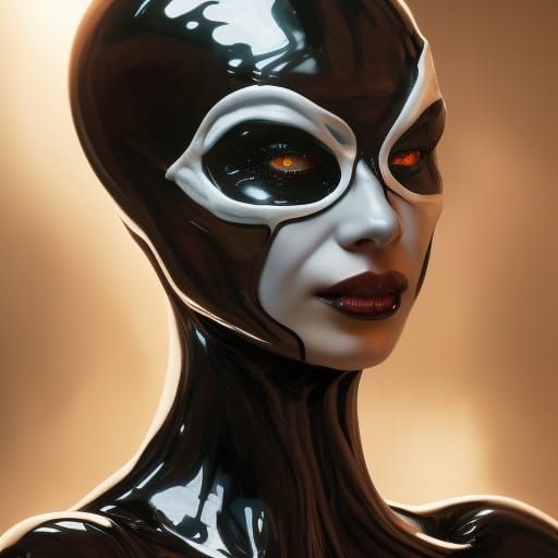 Symbiote Woman in Living Latex, Hyperdetailed Dark Fantasy