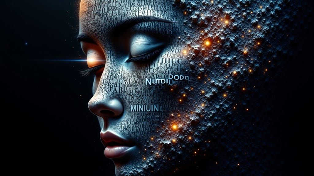 Abstract Face of Fragmented Typography in Digital Art