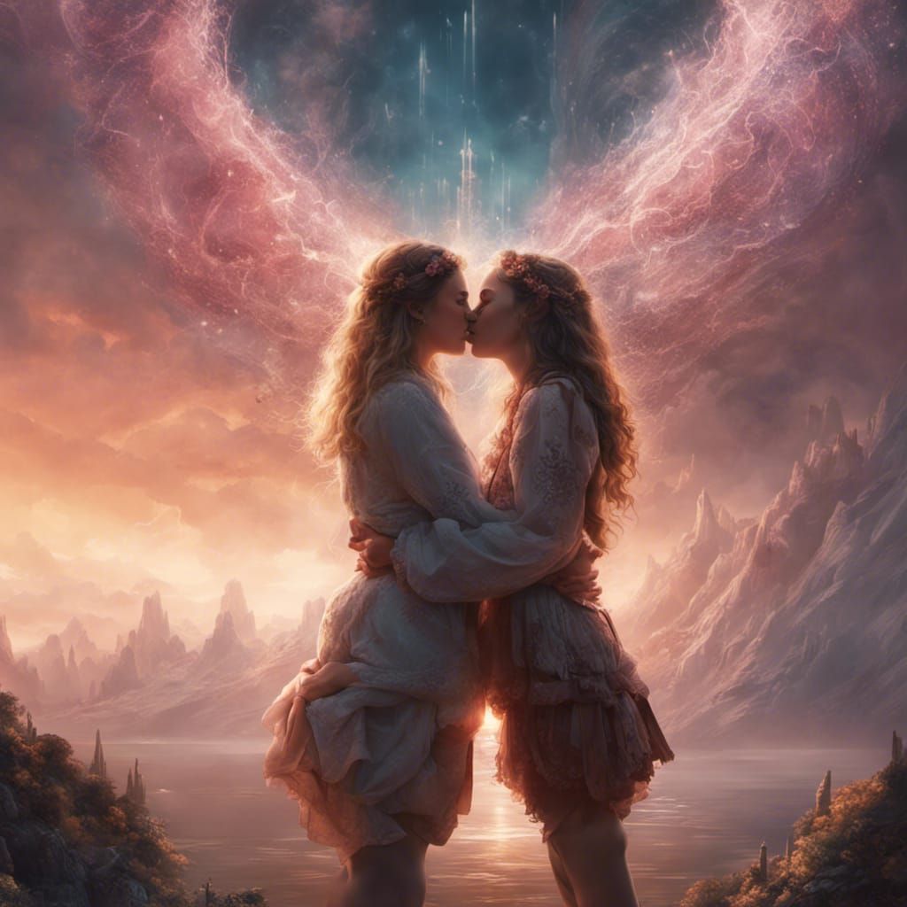 Radiant Embrace: Joyful Connection in Digital Painting