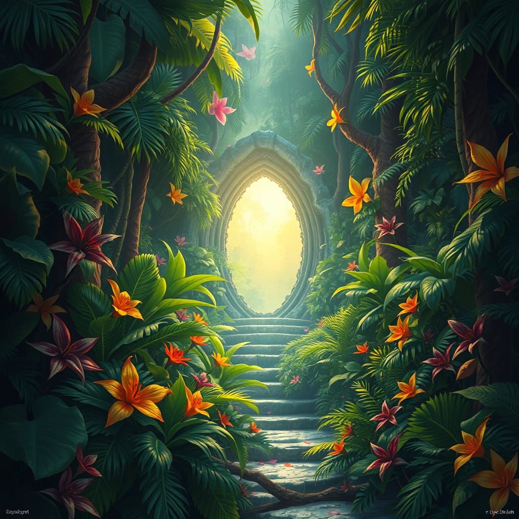 Jungle Portal with Exotic Foliage