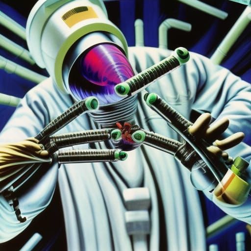 Extraterrestrial Doctor Performing Surgery in Space