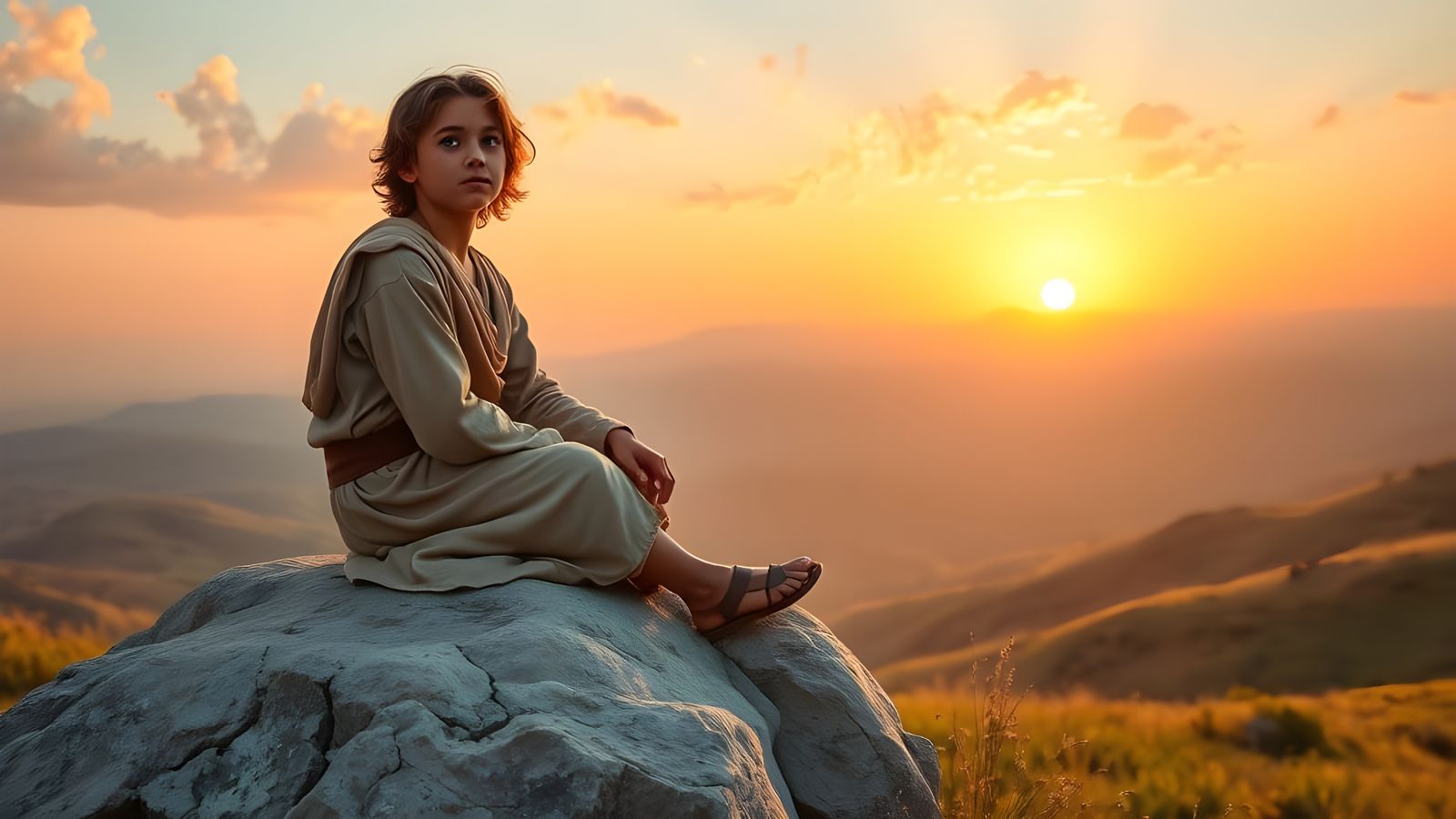 Young Jesus Contemplates God's Wondrous Creation in Dawn's E...