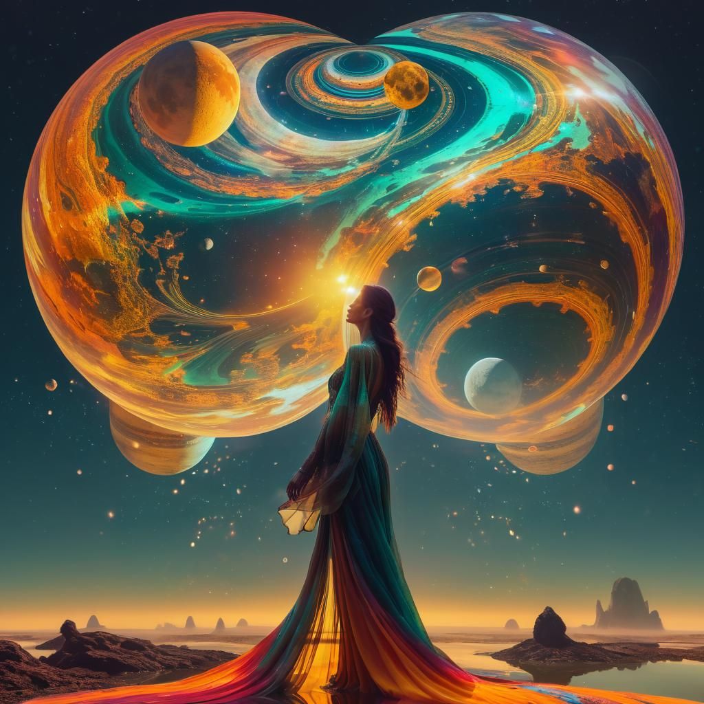 Surreal Double Exposure Portrait on Alien Planet