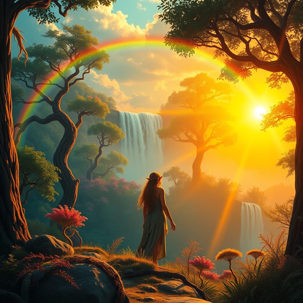 Elven Dawn in Whimsical Fantasy Style