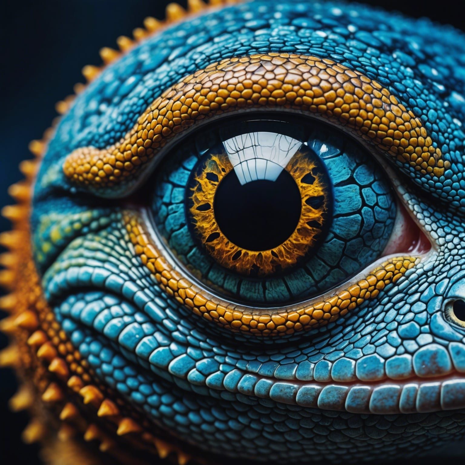 Macro Photo of a Gecko Eye with Fisheye Lens