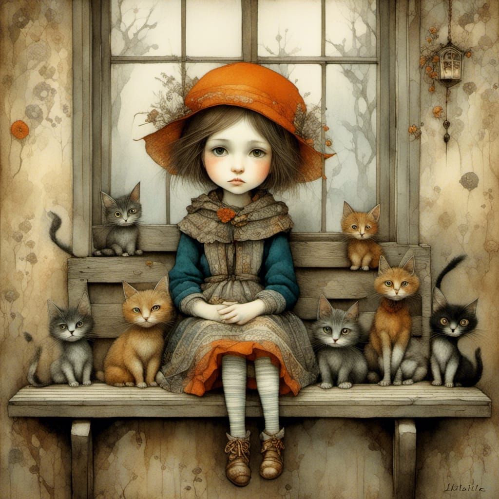 Whimsical Portrait of a Bored Girl, Surreal Style