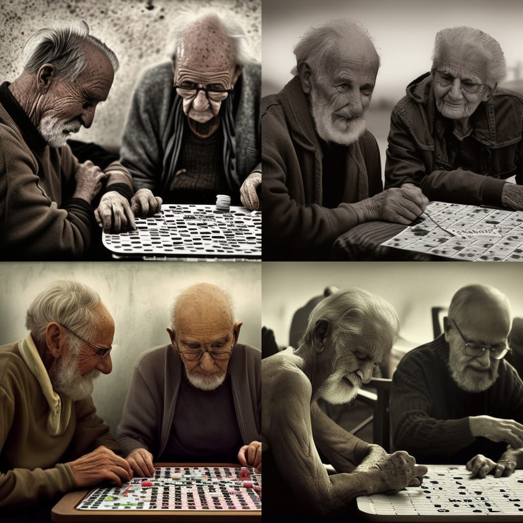 Elderly People Play Intense Bingo Game