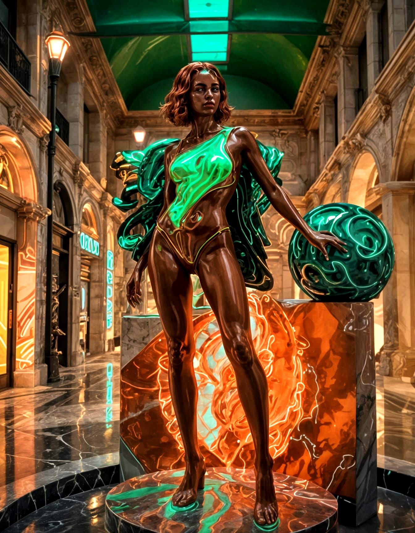 Abstract Sculpture of Calm Joy in Copper, Iron, Resin