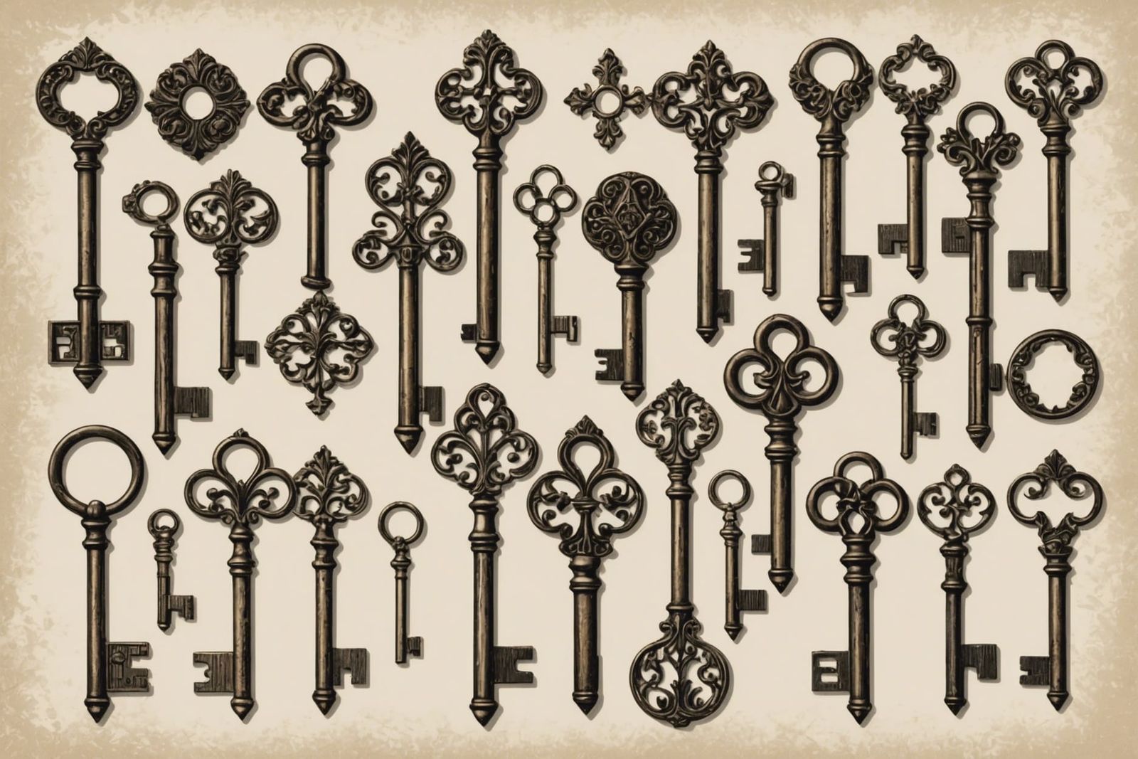 Diverse Key Illustrations: Antique to Modern Designs