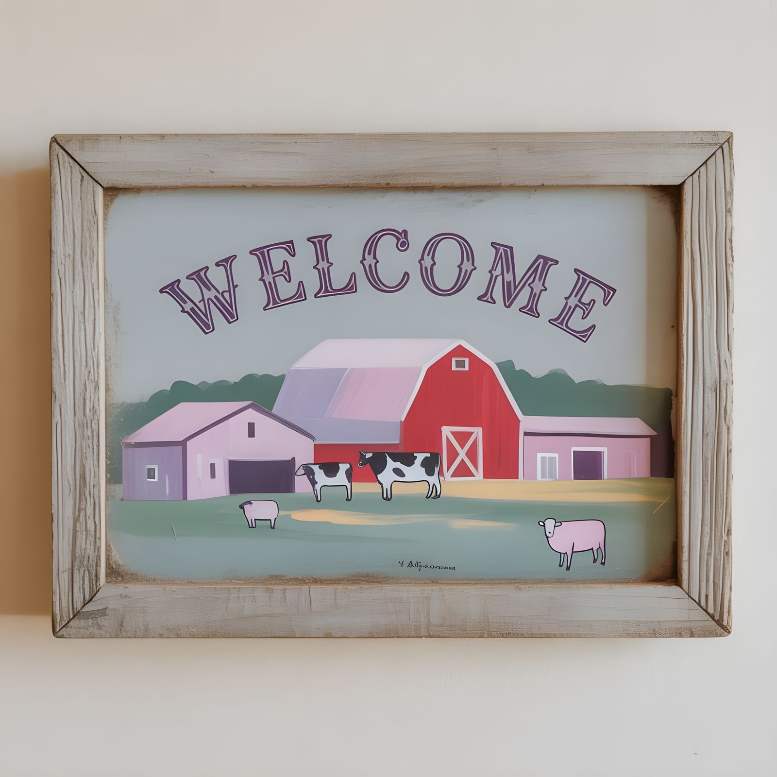 Rustic Farm Welcome Sign in Vintage Style