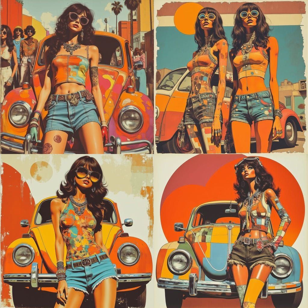 Groovy Hippie Chic in Psychedelic Volkswagen Beetle