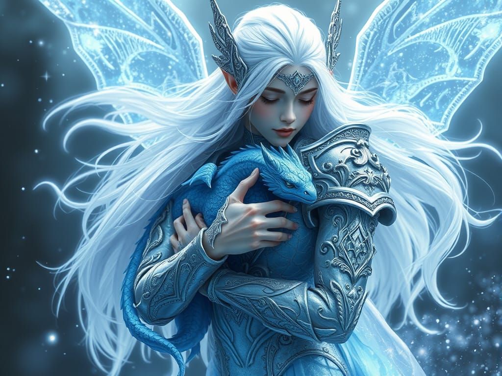 Ethereal Astral Elf with Blue Dragon