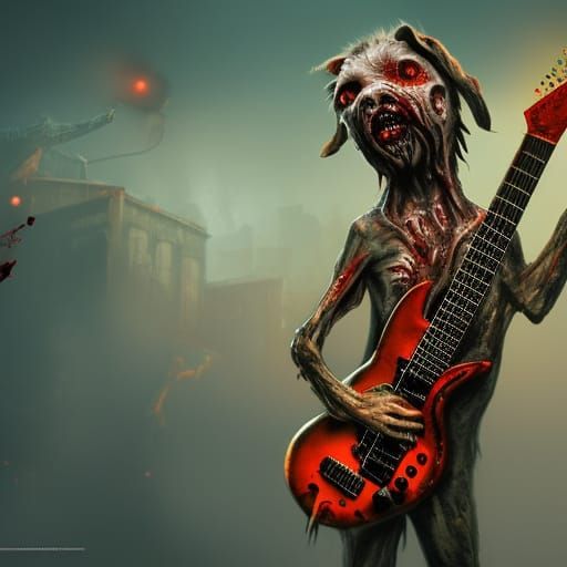 Zombie Dog Rocks Out on Electric Guitar