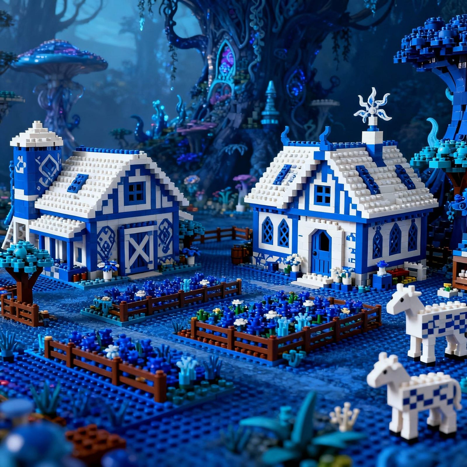 Lego Farm in Blue and White Details
