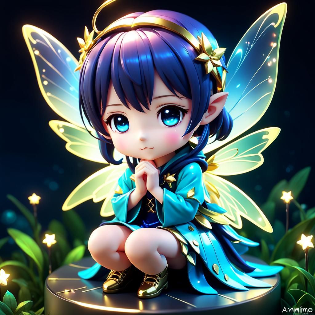 Sad Chibi Fairy in 3D Anime Art