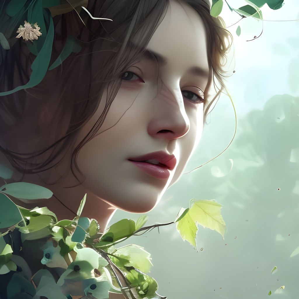 Girl's Enchanting Transformation into Floral Tree