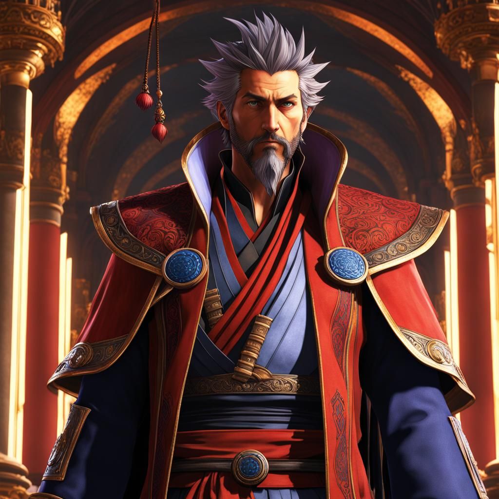 Auron Walking Through a Palace, Hyperdetailed Concept Art