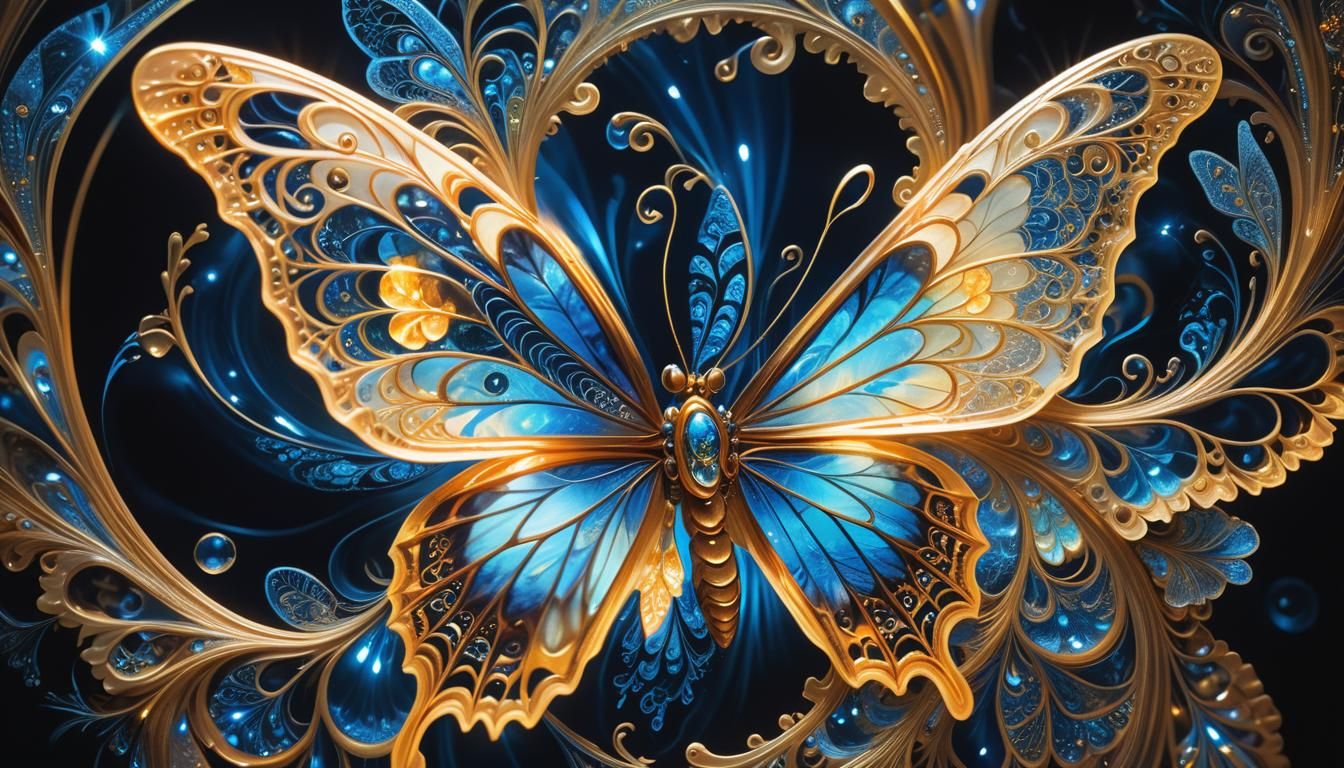 Bioluminescent Butterfly Emerges in Fractal Visionary Art
