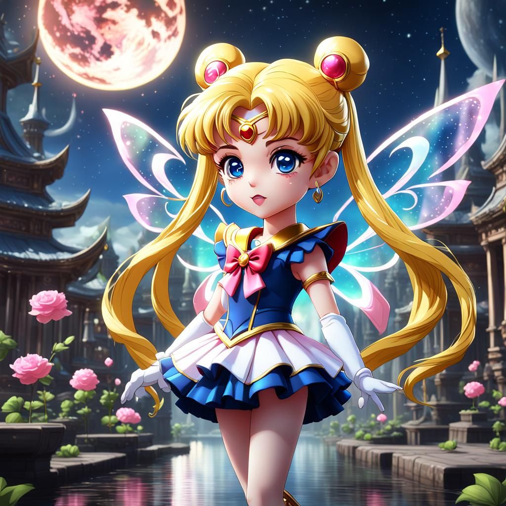 Chibi Fairy Sailor Moon: Detailed Matte Painting