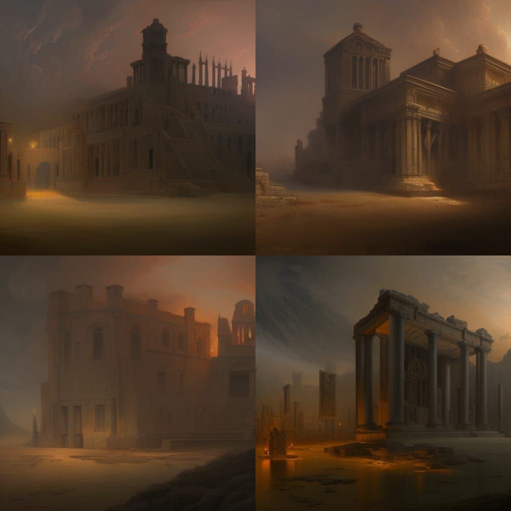 Ancient Minoan Architecture in Detailed Matte Painting