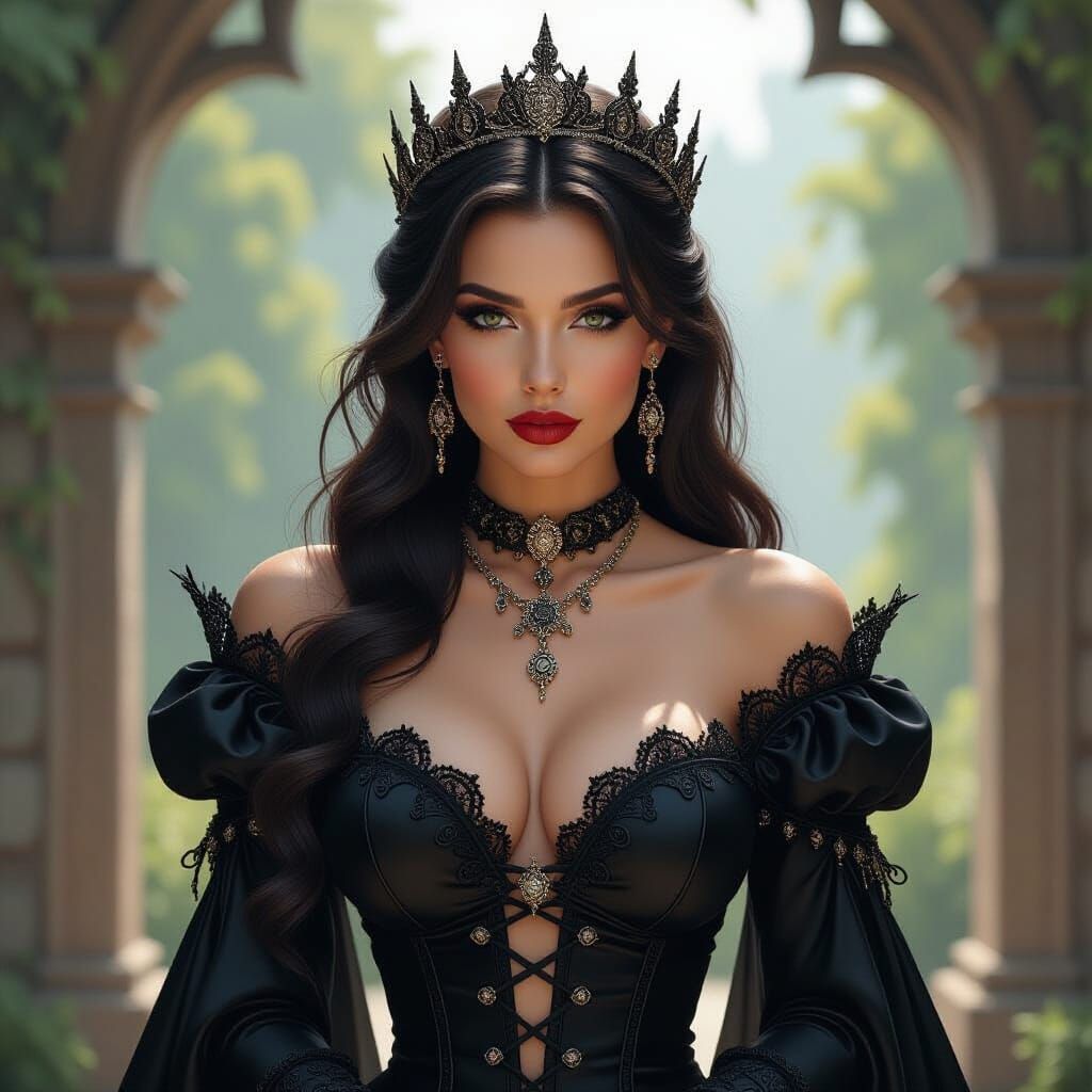Gothic Princess in Castle Garden, Frazetta Style