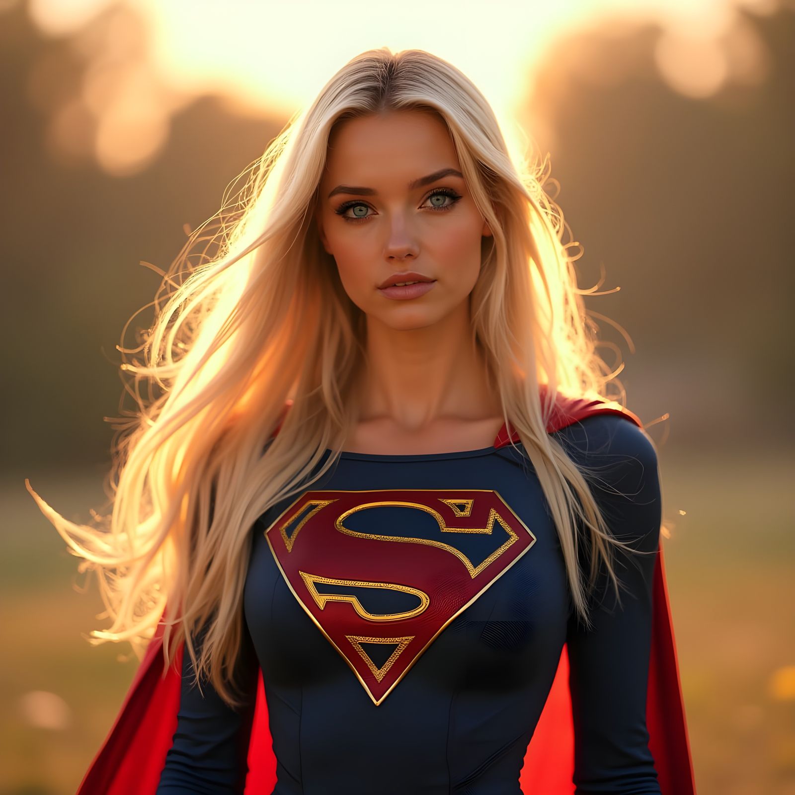 Ultra Realistic Supergirl Photo with Platinum Blonde Hair