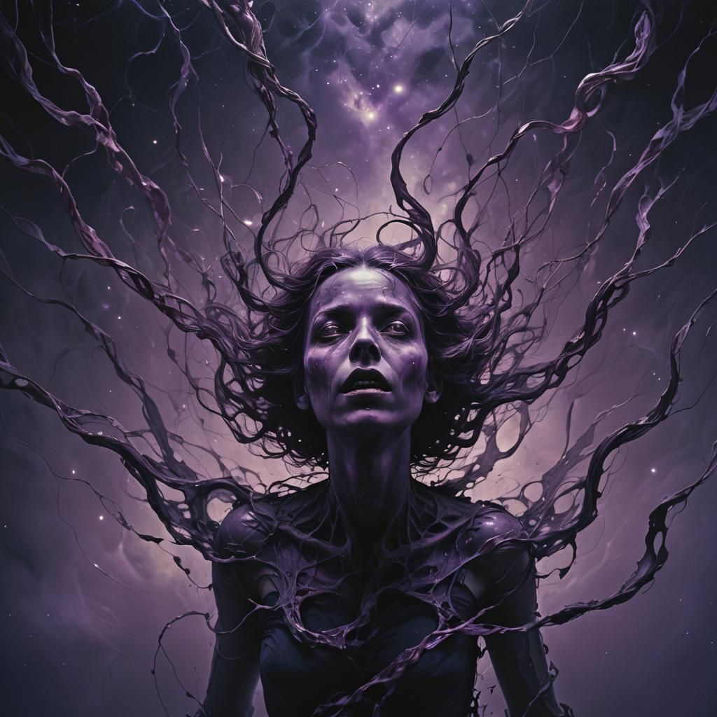Figure in Purple Void: Surreal Dark Art