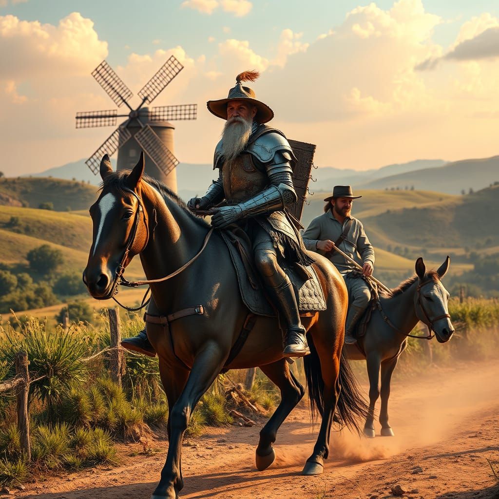 Epic Don Quixote Ride in a Dreamlike Tuscany Landscape