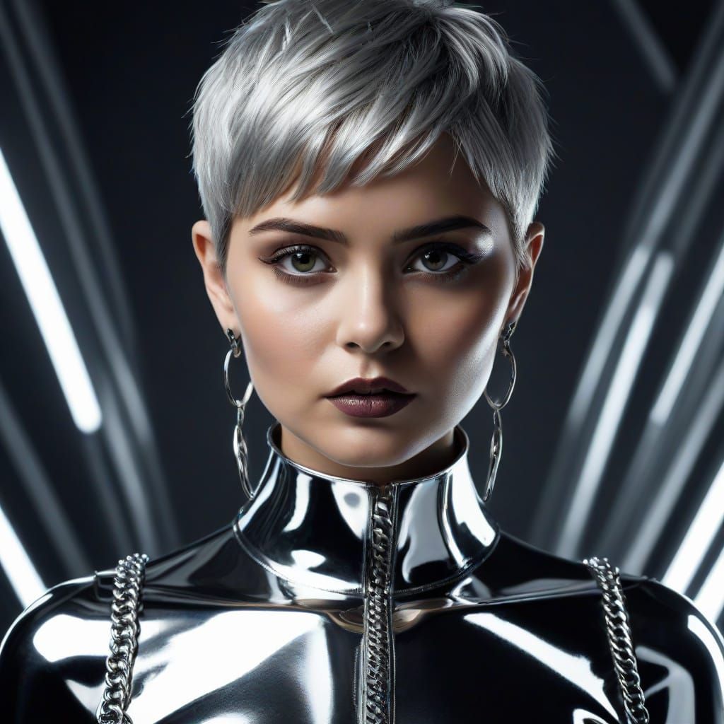 Futuristic Cyberpunk Portrait in High Fashion Style