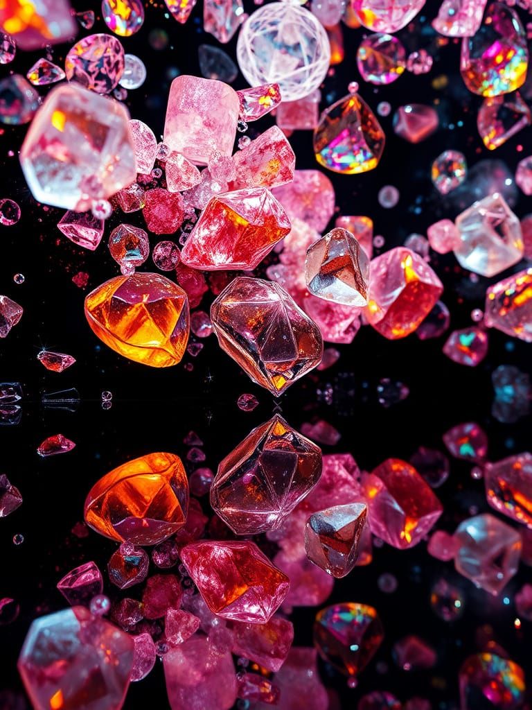 Crystalline Gemstones Gleaming in a Futuristic Display