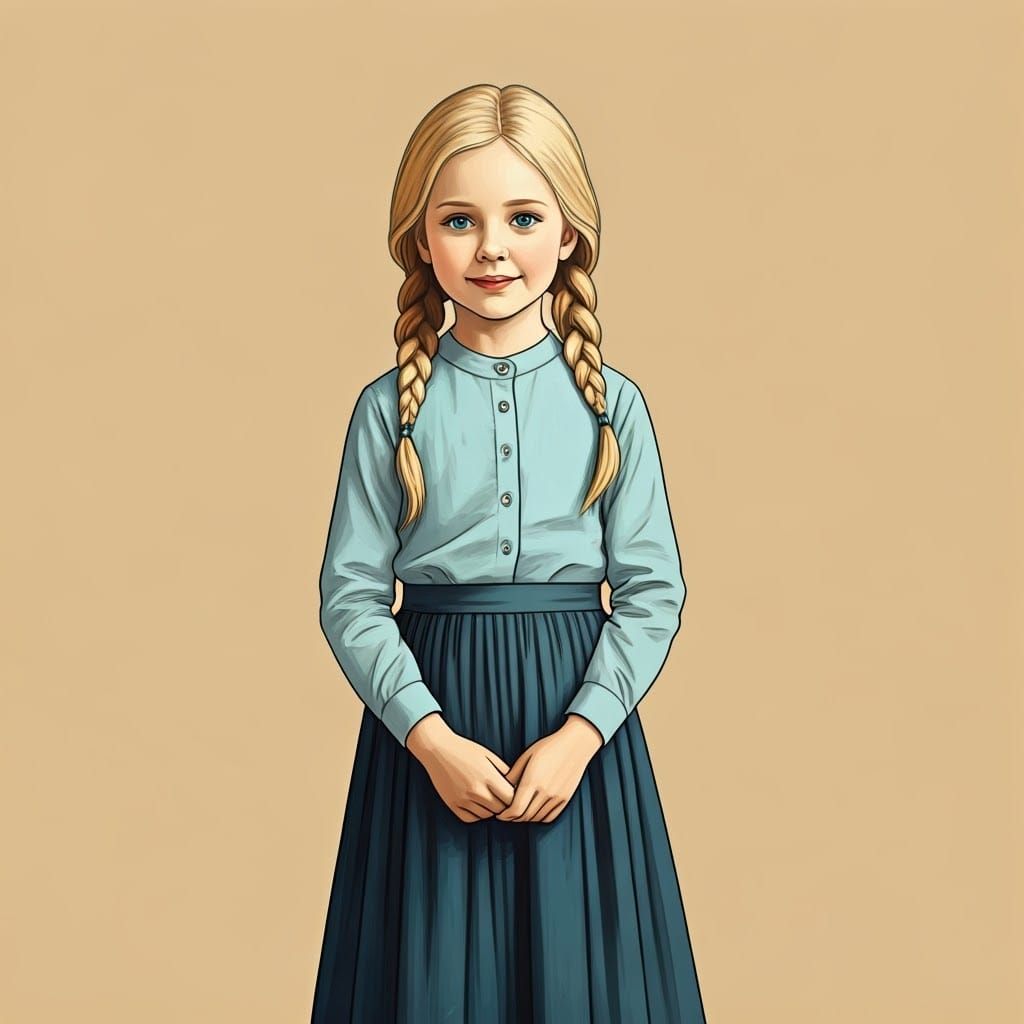 Demure Girl with Braids in Dreamy Portrait