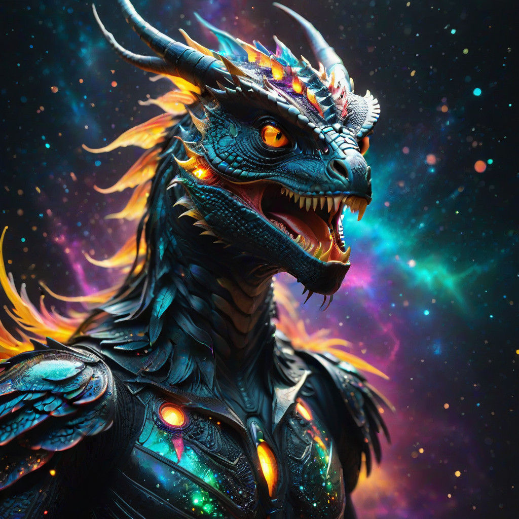 Stunning Celestial Dragonborn in Holographic Glory