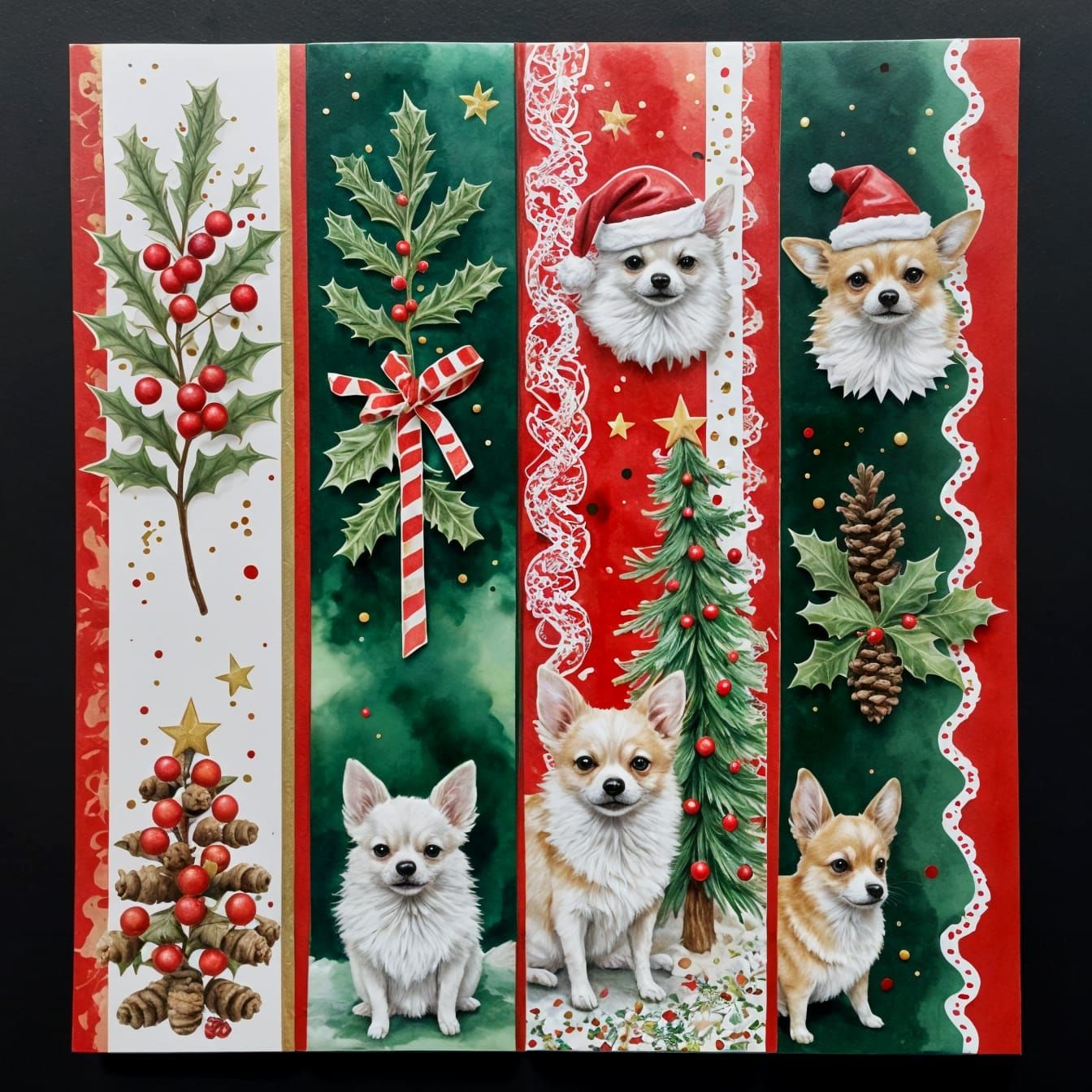 Vibrant Christmas Scenes in Watercolor Strokes