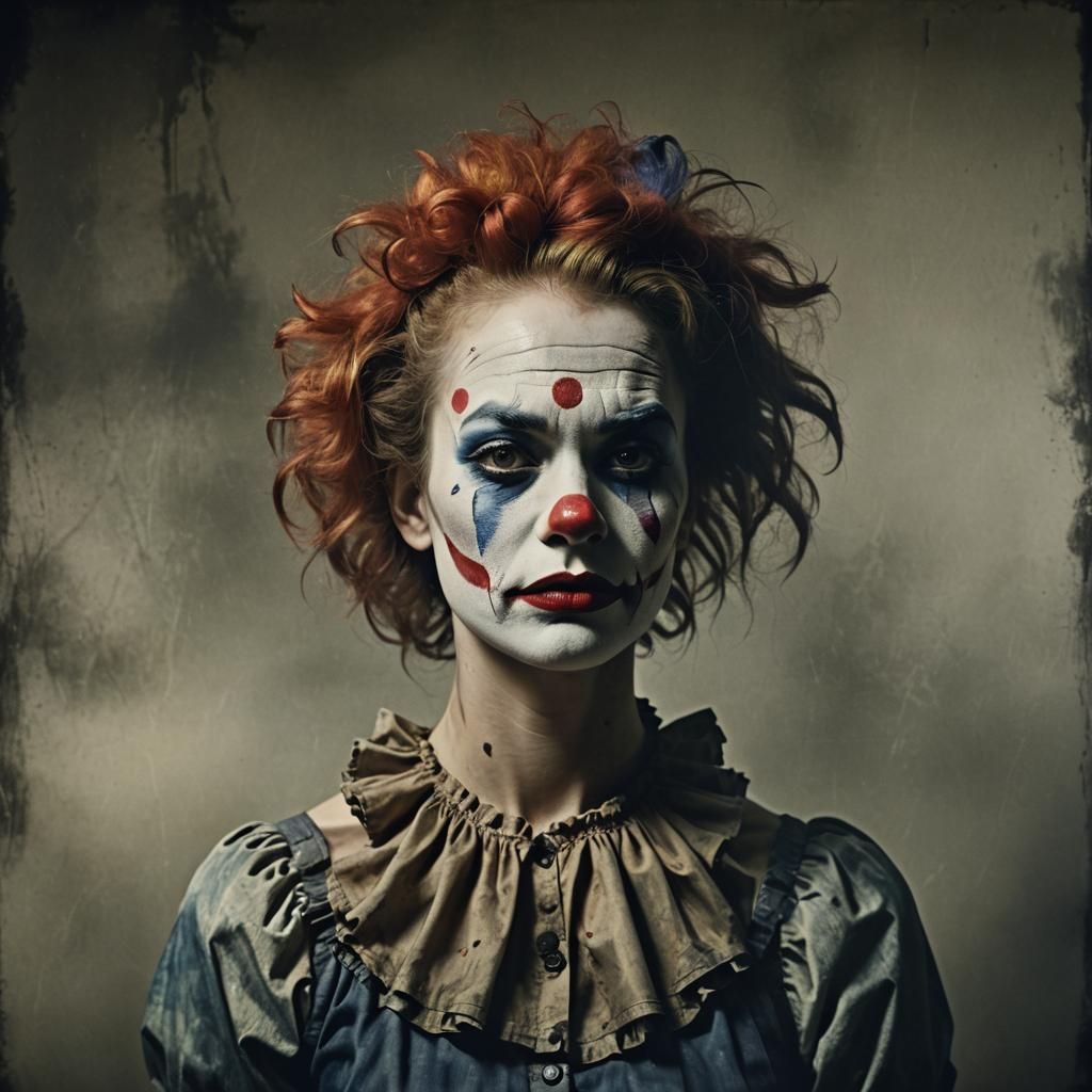 Sad Clown Portrait in Chiaroscuro Lighting
