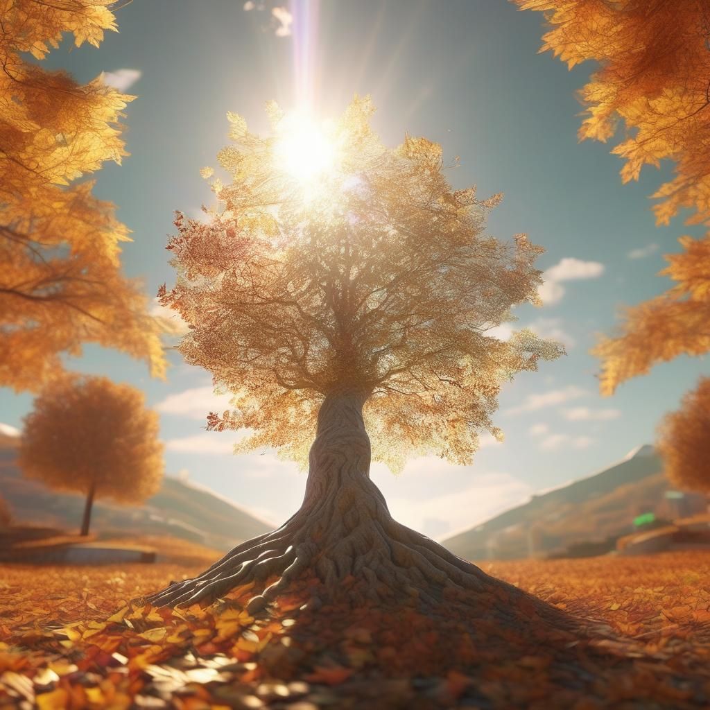 Boy with Root Feet and Branch Arms in Autumn