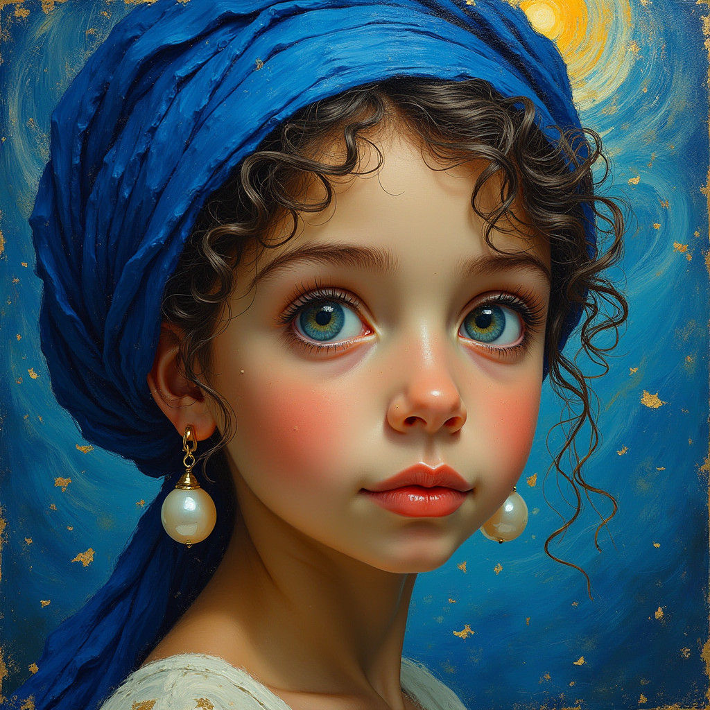 Girl with Pearl Earring in Impasto Style