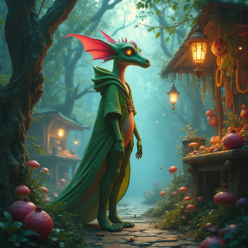 Surreal Magic Girl Emerges from Mysterious Forest in Dreamli...