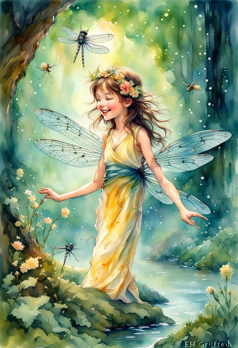 Joyous Earth Spirit in Fantasy Forest