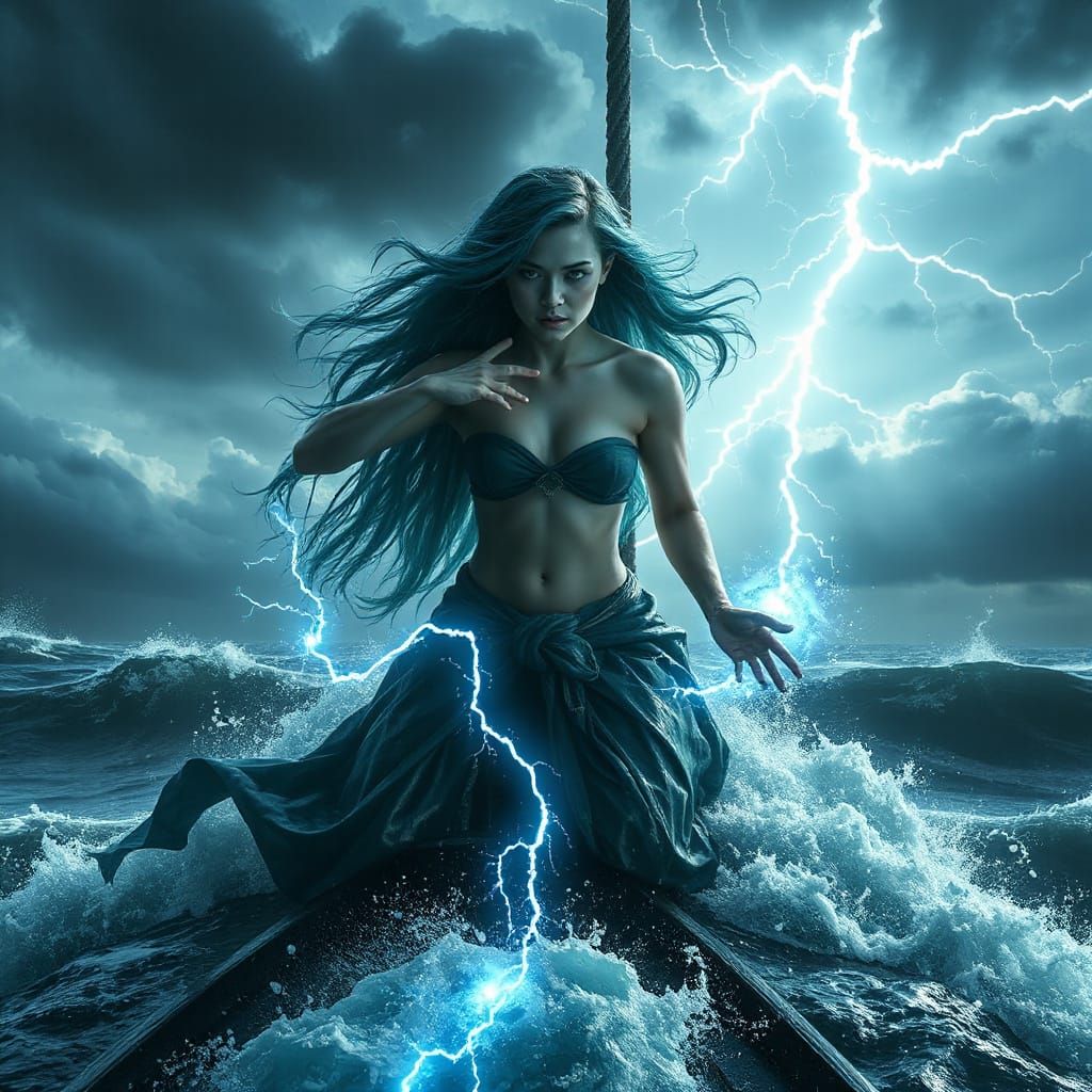 Mystical Sea Witch Unleashes Stormy Fury